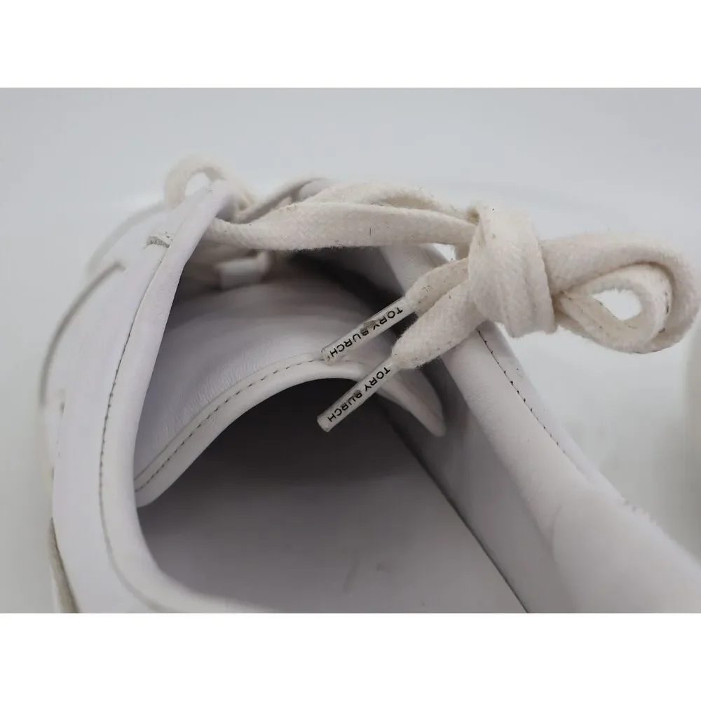 Tory Burch Hank Court Sneakers Womens 11M White Leather Lace Up Shoes